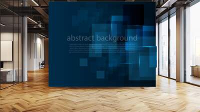 Abstract technology futuristic digital graphic concept square pattern with lighting glowing particles square elements on blue background. Vector illustration. Wall mural