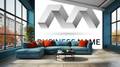 3d logo design - metallic letter M Wall mural