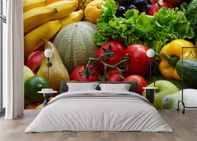 Group of different fruit and vegetables Wall mural