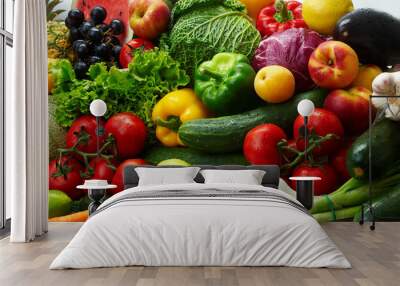 group of different fruit and vegetables Wall mural