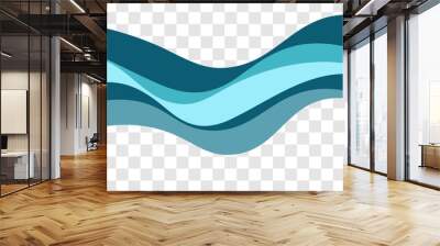 blue decorative wave isolated on transparent background Wall mural