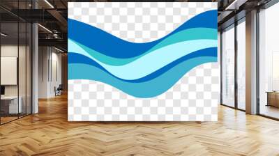 Blue decorative wave isolated on transparent background Wall mural