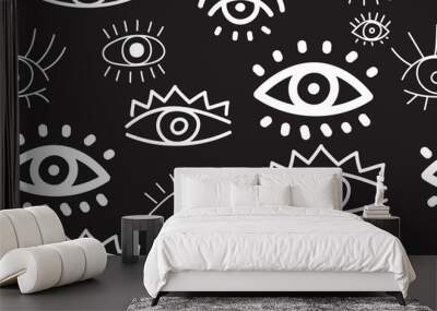 eyes on black background Wall mural