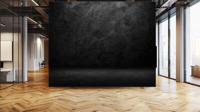 Black wall room background The surface of the brick dark jagged. Abstract black wall empty room background for interior design and decoration. Wall mural