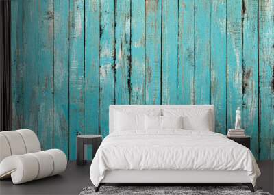 Blue wood texture background coming from natural tree. Old wooden panels that are empty and beautiful patterns. Wall mural