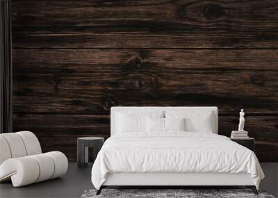 Brown wood texture from natural tree. Beautifully patterned wooden planks, hardwood floor background Wall mural