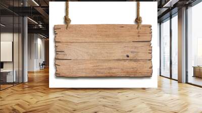 Brown wooden sign on a white background In the concept of the signpost and billboards with clipping path. Wall mural