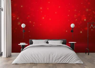 Empty dark red room with gradient red background and Abstract bokeh lights effect background. Christmas, valentine's day, new year concept Wall mural