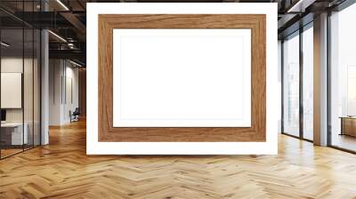 Wood picture frame isolated on white background with clipping path . Image display concept Wall mural