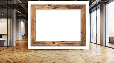 Wood picture frame isolated on white background with clipping path . Image display concept Wall mural