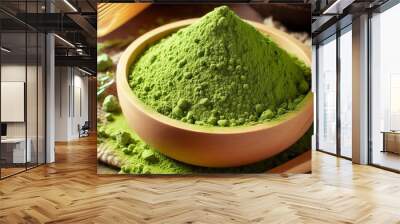 Powdered Green Tea A close up of matcha green tea powder its bri Wall mural