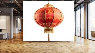 Oval cartoon-style Chinese lantern with gold accents and traditional patterns Wall mural