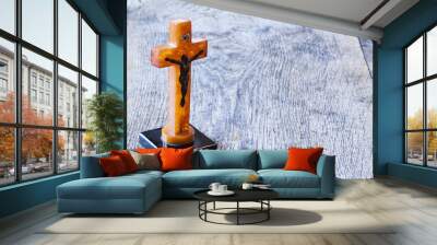 Beautiful old cross with jesus Wall mural