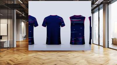 Blue T-shirt sport, Soccer jersey, football kit, basketball uniform, tank top, and running singlet mockup. Fabric pattern design. Vector. Wall mural