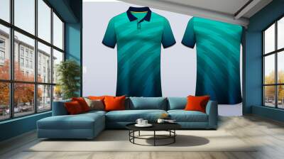 Green Polo Shirt mockup template design for soccer jersey, football kit, sport uniform and casual wear. Vector Illustration. Wall mural