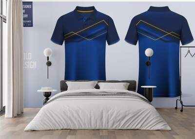 Polo shirt mockup template design for soccer jersey, football kit, sportswear. Sport uniform in front view, back view. T-shirt mock up for sport club. Fabric pattern. Shirt Mockup Vector Illustration. Wall mural