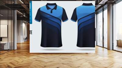 Polo t-shirt mockup template design for soccer jersey, football kit or sportswear. Sport uniform in front view and back view. T-shirt mock up for sport club. Fabric pattern. Vector Illustration. Wall mural