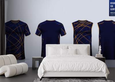 Soccer jersey, football kit, sportswear, basketball uniform, tank top, running singlet or t-shirt mockup. Fabric pattern design.  Wall mural