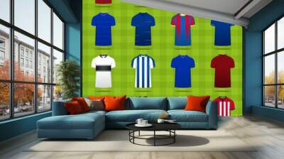 Soccer kit or football jersey template design for English football club. Home soccer uniform in front view mock up. Football t-shirt for football league 2018-19. Vector. Wall mural