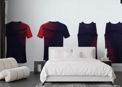 T-shirt mockup, sport shirt template design for soccer jersey, football kit. Tank top for basketball jersey and running singlet. Sport uniform in front view and back view.  Mock up Vector Illustration Wall mural