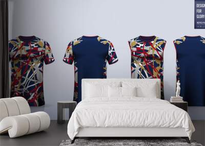 T-shirt sport, Soccer jersey, football kit, basketball uniform, tank top, and running singlet mockup. Fabric pattern design.  Wall mural