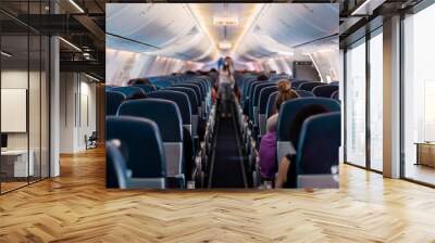 Background of airplane seats. Wall mural