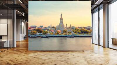 Beautiful view of Wat Arun Temple at sunset  in Bangkok, Thailand Wall mural