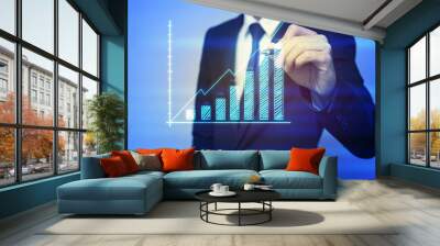 Closeup image of businessman drawing  graph,business strategy as Wall mural