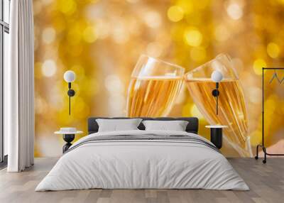 Happy new years background, Gold Bokeh Wall mural