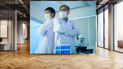 Portrait of scientist during experiment in laboratory, Science and technology healthcare concept Wall mural