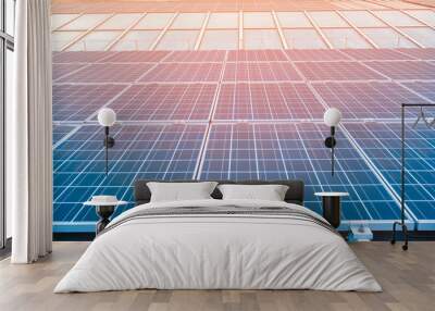 solar cell panels on rooftop , Save energy concept Wall mural