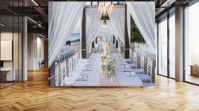 wedding The elegant dinner table on the beach Wall mural