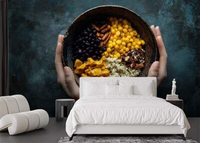 Healthy Bowl of Colorful Grains and Vegetables Wall mural