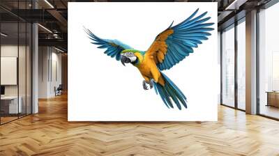 A Blue-and-yellow macaw isolated on white background. Generate Ai Wall mural