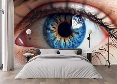 A human blue eye realistic beautiful. Eye. Generative Ai Wall mural