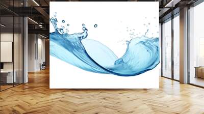 Blue water swirl splash with little bubbles isolated on transparent background. Wall mural