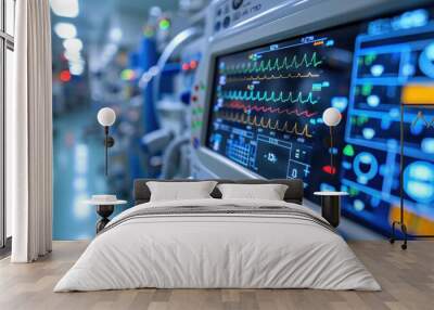 Close-up of Hospital device with monitor Monitoring medical healthcare system.. Wall mural