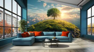 Embracing sustainable practices and investing in clean energy technologies are crucial steps towards combating global warming and preserving our planet's future. Wall mural