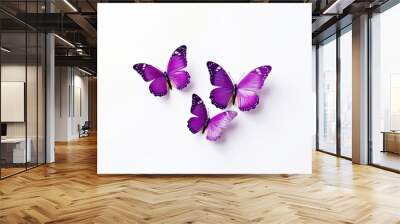 Soaring purple butterflies isolated on white background. Butterfly. Generative Ai Wall mural