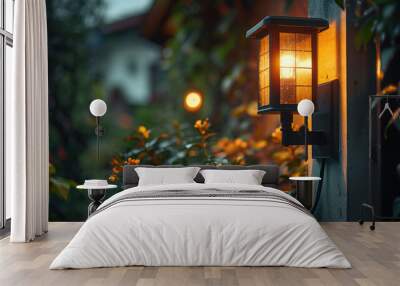 Solar powered led light with motion sensor. Wall mural