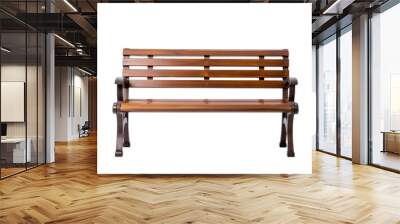 Wooden park bench isolated on transparent background. Wall mural