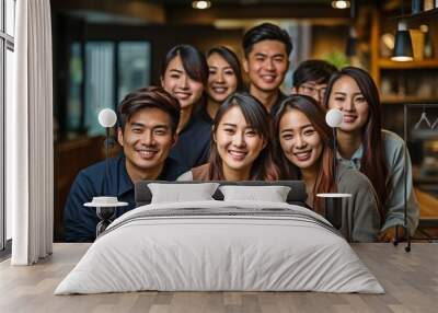 group of Asian and people of colour in business attire. Wall mural