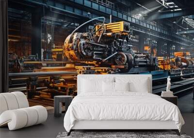 In metallurgical production, a lathe or cutting machine . Wall mural