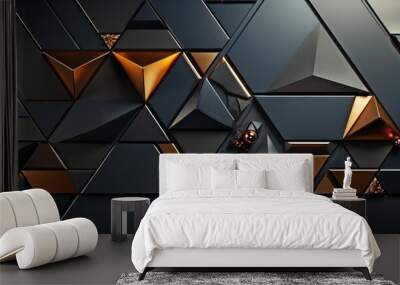 luxurious dark golden geometric motifs set off by quality black. Wall mural