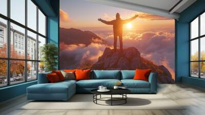 Man on the mountain, giving thanks to God Wall mural