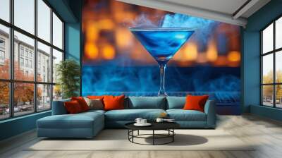 Martini glass with Smoky Blue Drink Wall mural