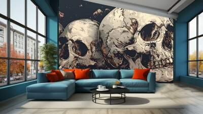 seamless wallpaper featuring a skull background Wall mural