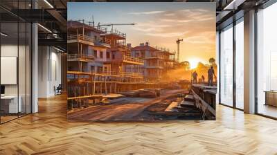 view of the construction site from a low angle. Wall mural