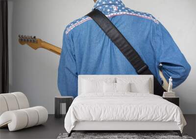 .Boy with electric guitar lover Get ready for a great concert ha Wall mural