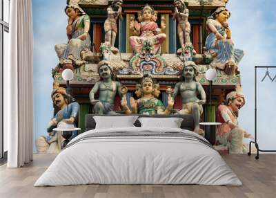 Hinduism statue of Sri Mariamman temple in Singapore Wall mural